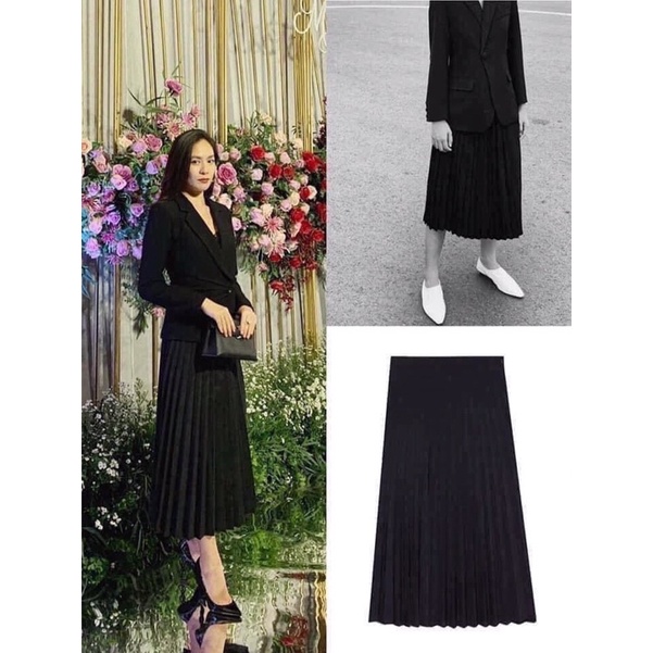 Chân váy xếp ly stra kèm túi giấy