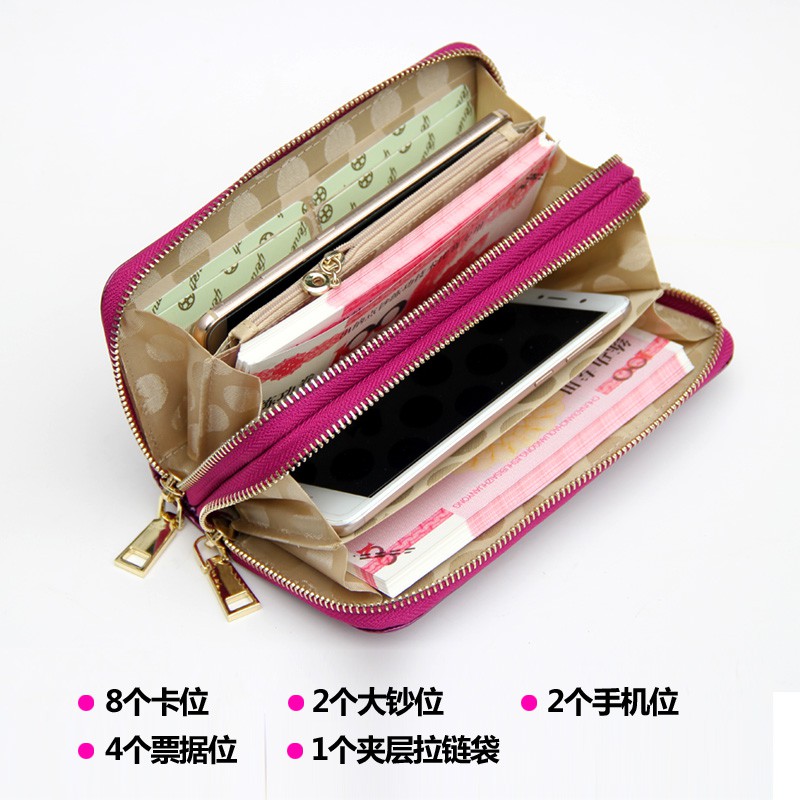 Ready stock_Wallet Female Long Zip Large Capacity Bills Of Black Leather Handbags Women's Wallet Multi-Function Mobile P