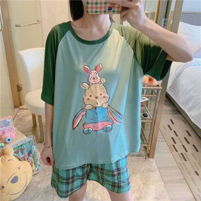 Đồ bộ thun tay ngắn hoạt hình đáng yêu cho bạn gái