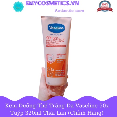 [Hàng auth chính hãng]Sữa Dưỡng Thể Trắng Da Vaseline 50X Tuýp 320ml Thái Lan