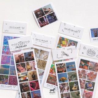 Set 8 Tấm Sticker Phong Cảnh 90S Hình Dán Deco Sticker Dán Sổ, Trang Trí Sổ Bullet Journal, Sổ Tay - Tiệm Ngựa Gỗ