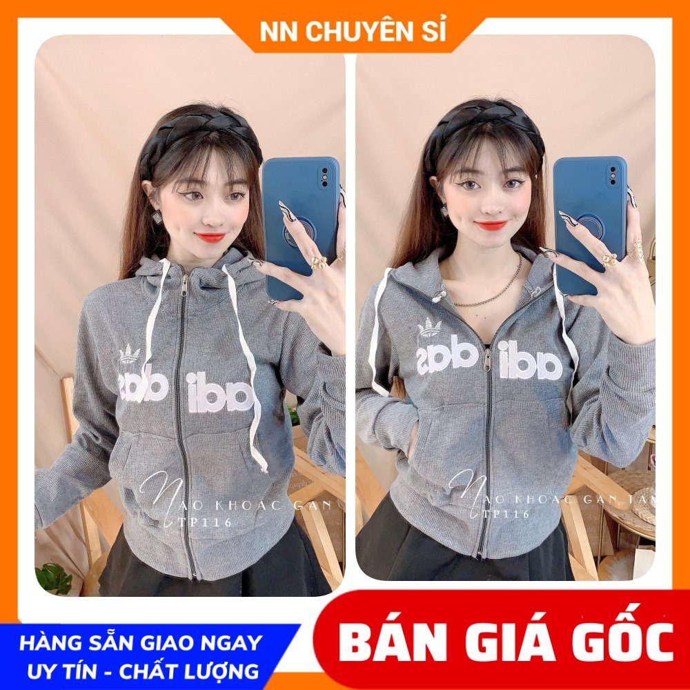 Áo khoác gân tăm cho nữ chất vải mềm co giãn lên phom ôm dáng thêu chữ dễ thương TP116