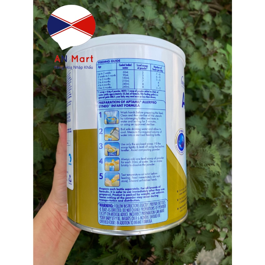 Sữa Aptamil AllerPro Syneo Dành Cho Bé Dị Ứng Đạm Sữa Bò Hộp 900gr Đủ Số Nhập Khẩu Úc Hàng Bay AirCargo