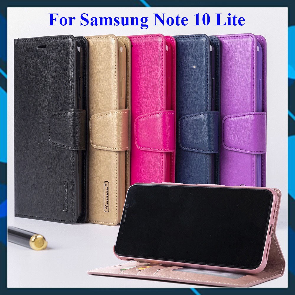 Bao da Samsung Galaxy Note 10 Lite dạng ví hiệu hanman, ngăn đựng thẻ ATM tiền tiện lợi