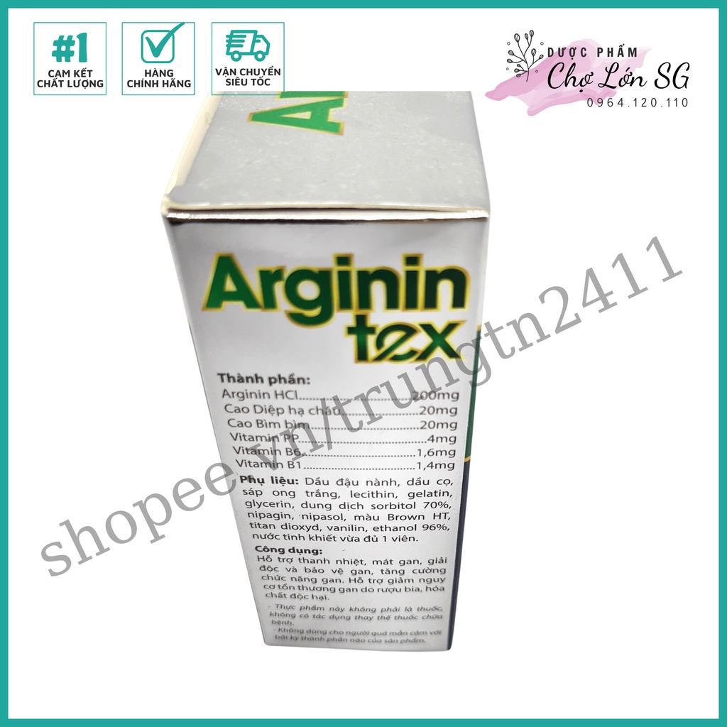 Viên uống mát gan ARGININ TEX giảm tổn thương gan do bia rượu  - Hộp 60 viên