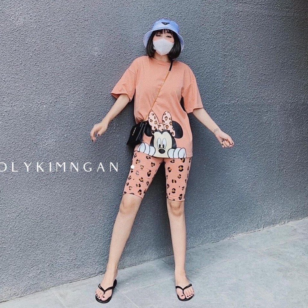 Đồ bộ nữ chất cotton 100% co dãn đanh mịn Mickey quần ngố lửng | BigBuy360 - bigbuy360.vn