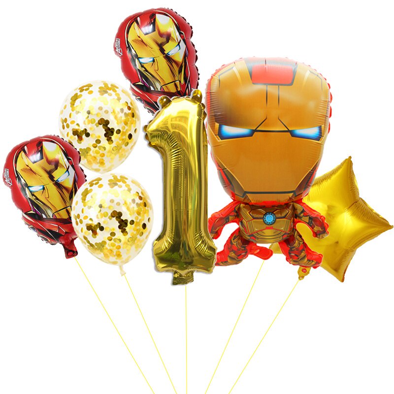 Set 7 bong bóng lá nhôm họa tiết siêu anh hùng trang trí tiệc sinh nhật cho bé