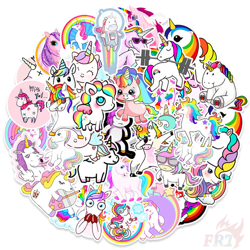 50Pcs/Set ❉ Colorful Rainbow Unicorn Series 02 Stickers ❉ DIY Fashion Waterproof Doodle Decals Stickers