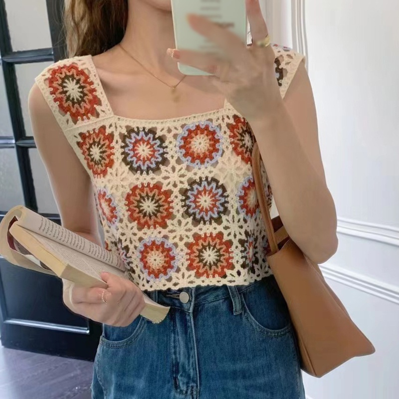 Áo Croptop Sát Nách Phong Cách Boho Pháp Thời Trang Cho Nữ