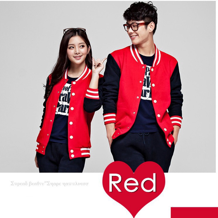 New couple Men's and women's sweaters Student wearing baseball jacket