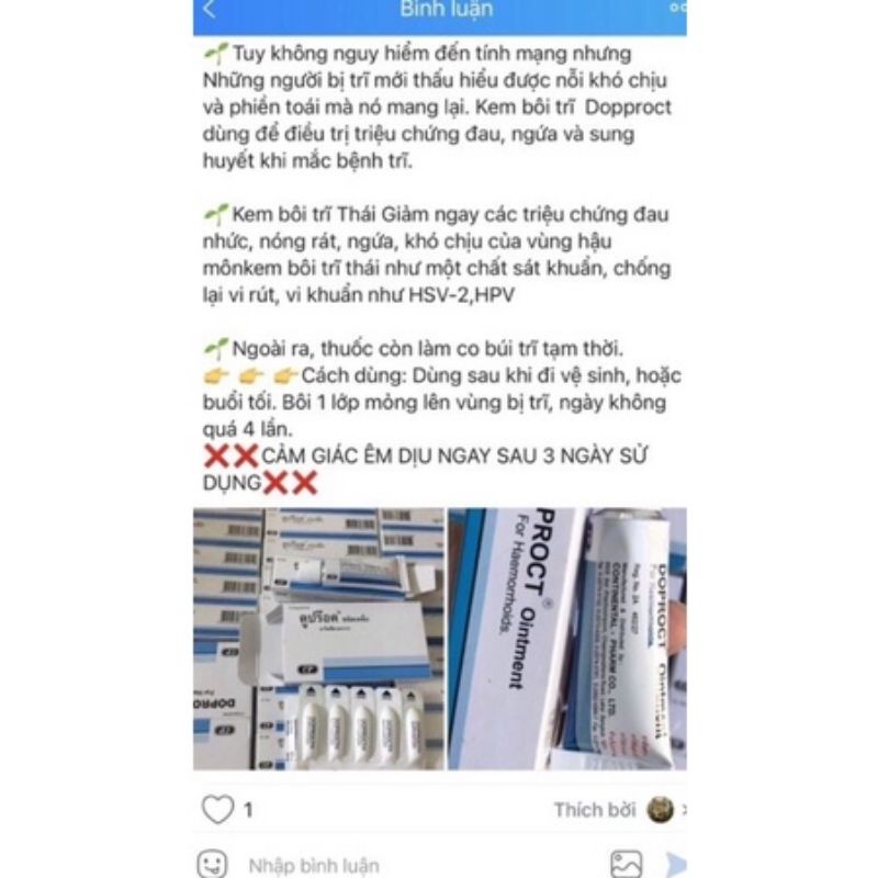 Hộp Trĩ Doproct Thái Lan