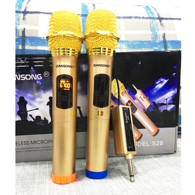 Micro không dây cao cấp Zansong S28 - Mic nhạy tiện lợi sử dụng hát karaoke kết hợp với ampli gia đình- Loa kéo di động