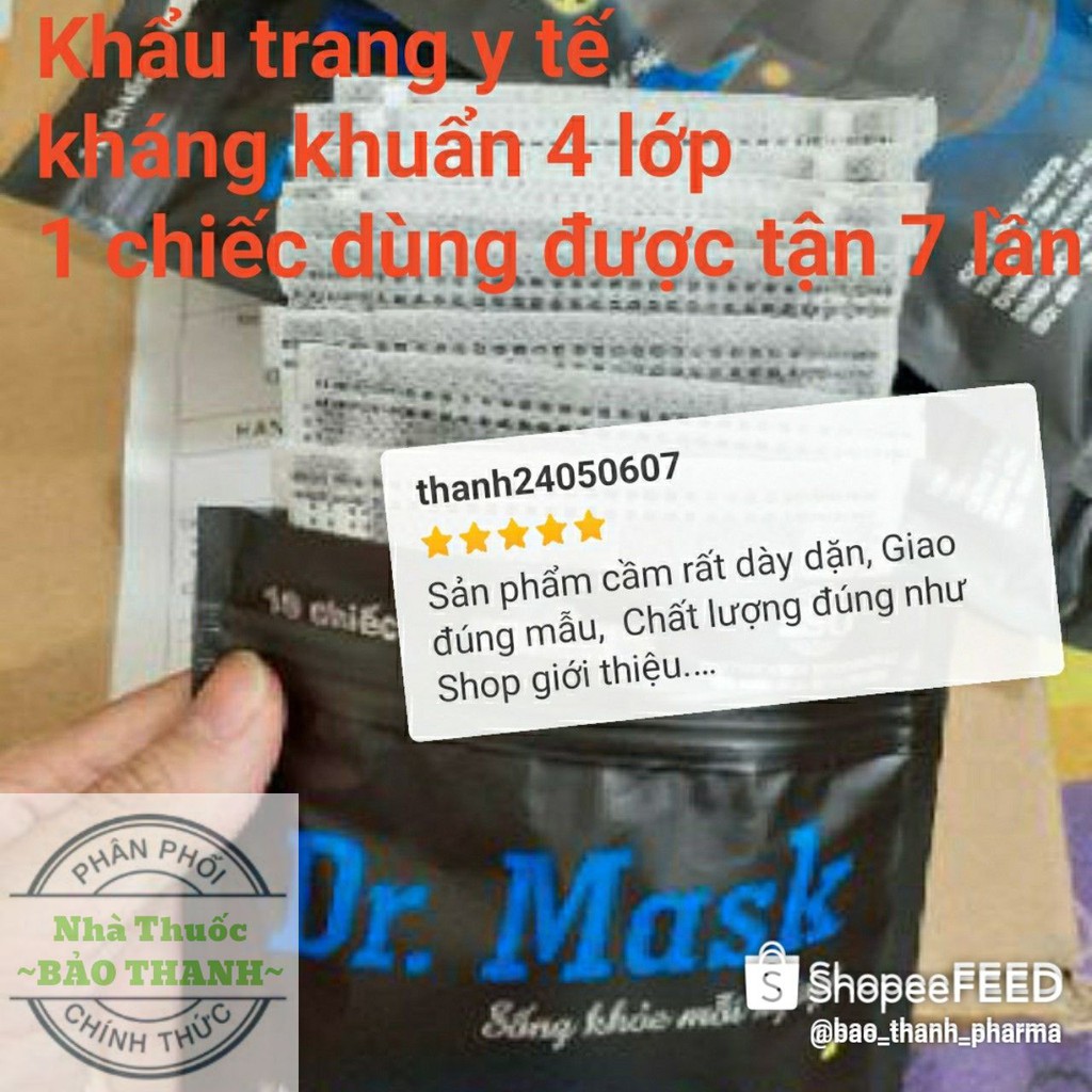 khẩu trang 4 LỚP THAN HOẠT TÍNH DR MASK ( 1 túi có 10 chiếc - 1 CHIẾC TÁI SỬ DỤNG ĐƯỢC 7 LẦN ) | BigBuy360 - bigbuy360.vn