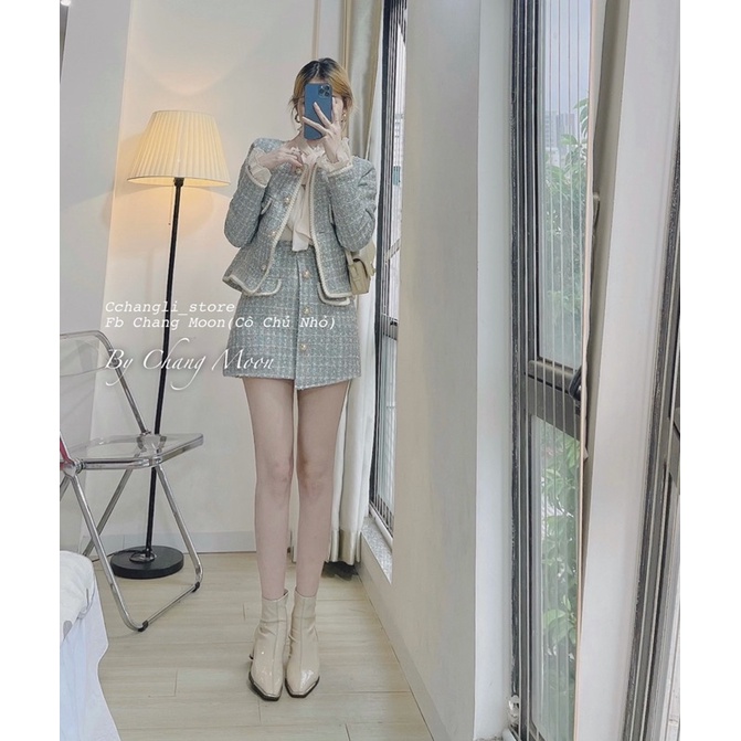  Set dạ cúc chéo tweed màu xanh nhạt hàng Quảng Châu( ảnh shop chụp) | BigBuy360 - bigbuy360.vn