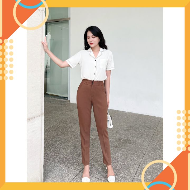 Quần tây công sở nữ lưng cao💯SIÊU ĐẸP💯 Kiểu quần baggy  vải tuyết mưa