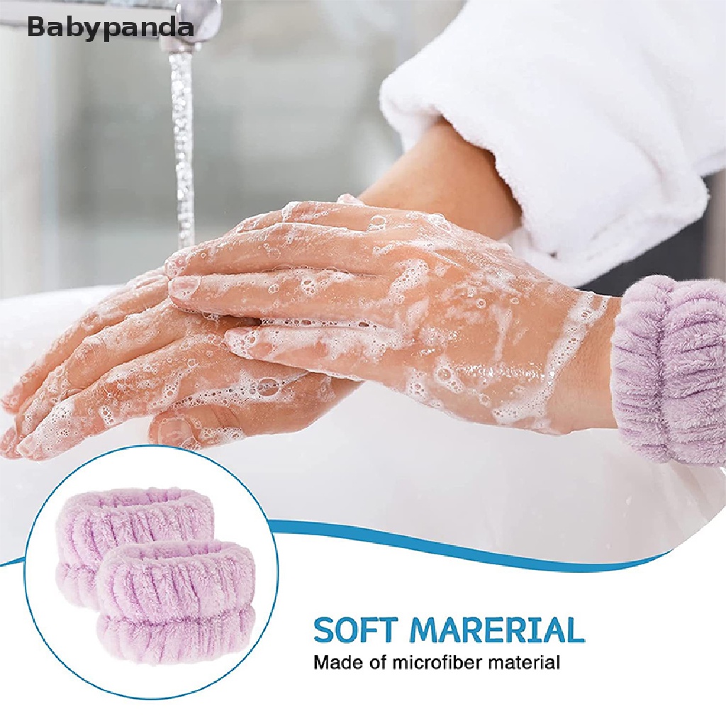Set 2 khăn lông cừu san hô đeo cổ tay/ đầu dùng khi rửa mặt cho spa