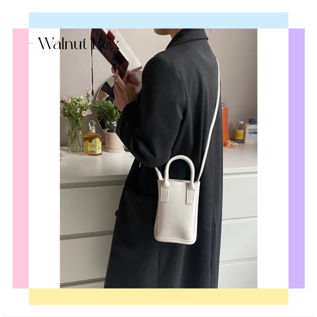 Túi Đeo Chéo Đựng Điện Thoại Màu Trơn Thời Trang Cho Nữ