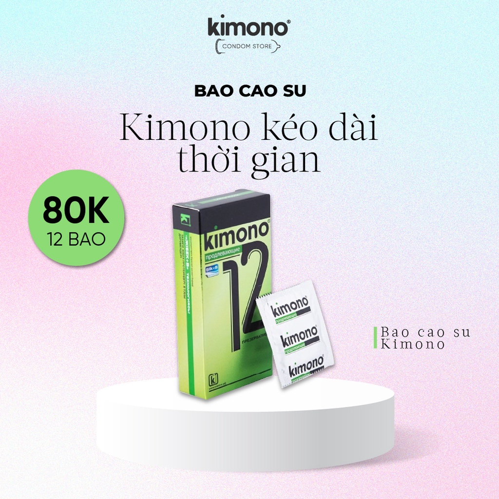 Bao cao su Kimono kéo dài thời gian siêu mỏng 0.03mm màu xanh lá