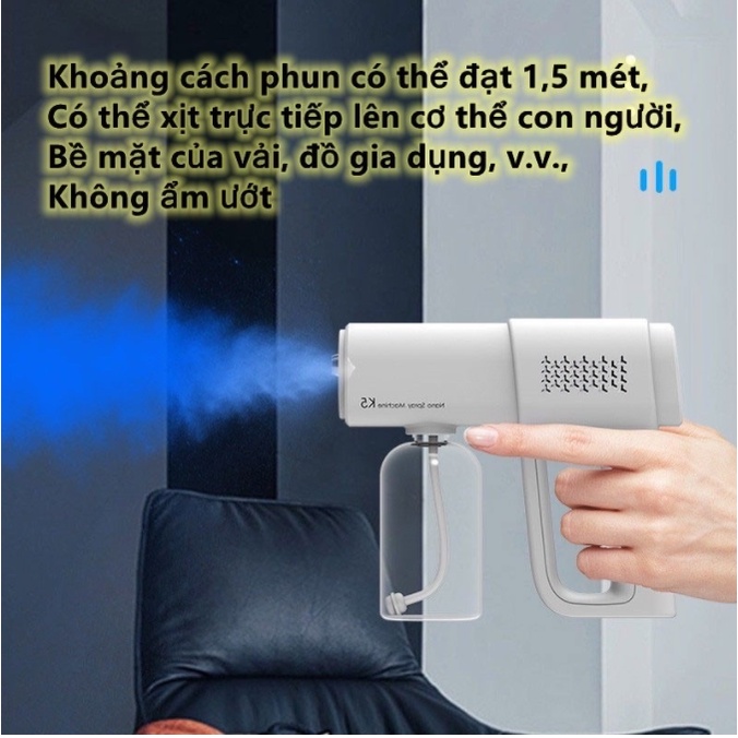 Súng Phun Sương Cầm Tay K5 Pro -  Công Nghệ Nano - Tích Hợp Đèn UV Diệt Khuẩn Lên Đến 99% - ⛑️K5PRO GIÁ RẺ NHẤT⛑️  BH12T