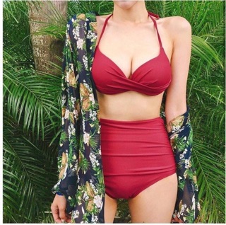 Bikini cạp cao nhún nâng ngực nhiều