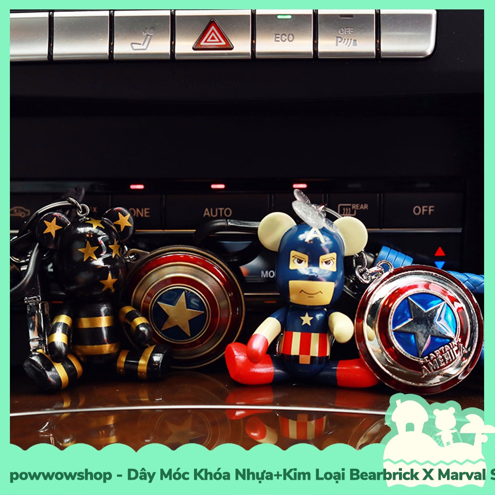 [Sẵn VN - Hỏa Tốc] Dây Móc Khóa Nhựa + Kim Loại Mẫu Bearbric X Superheroes Siêu Anh Hùng Marve