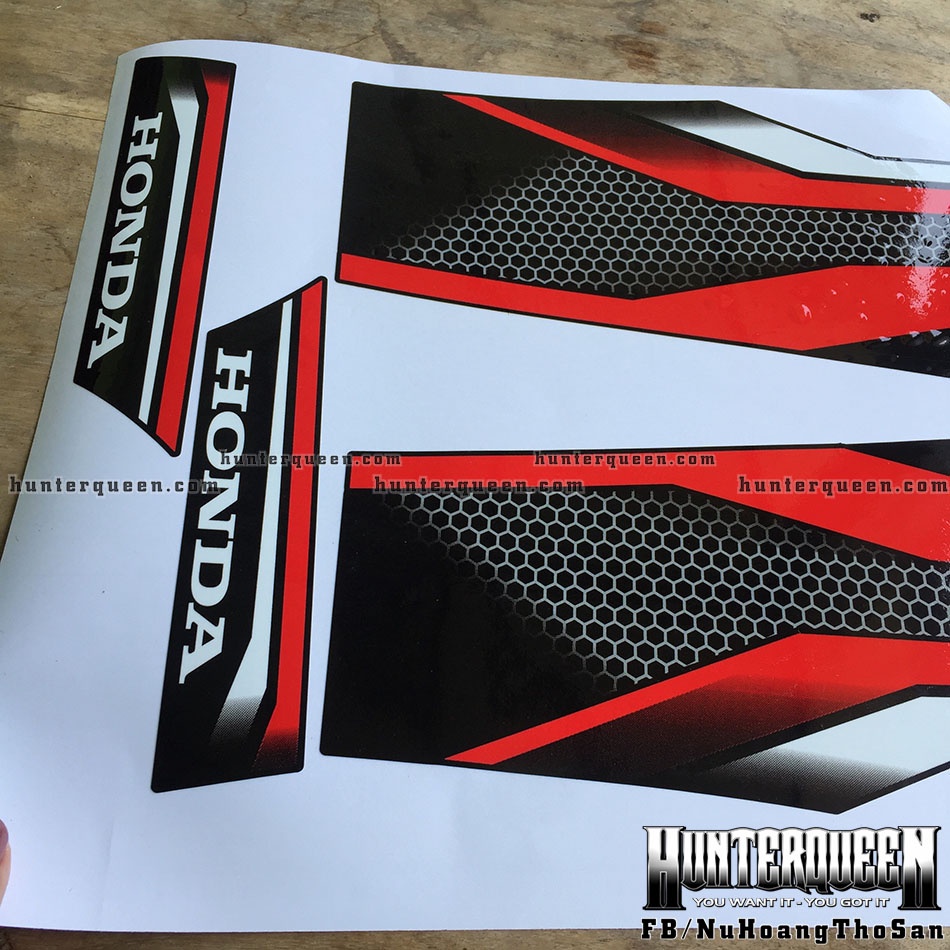 Tem rời dán xe Honda WAVE Blade đen đỏ tổ ong. Mẫu 2022 mới nhất. Decal cao cấp chống nước