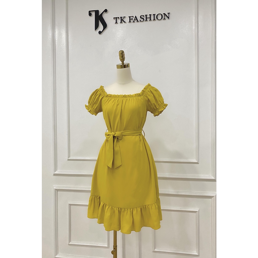 Đầm nữ ngắn tay, dáng xòe, thắt nơ, thiết kế cao cấp TK Fashion - DK941