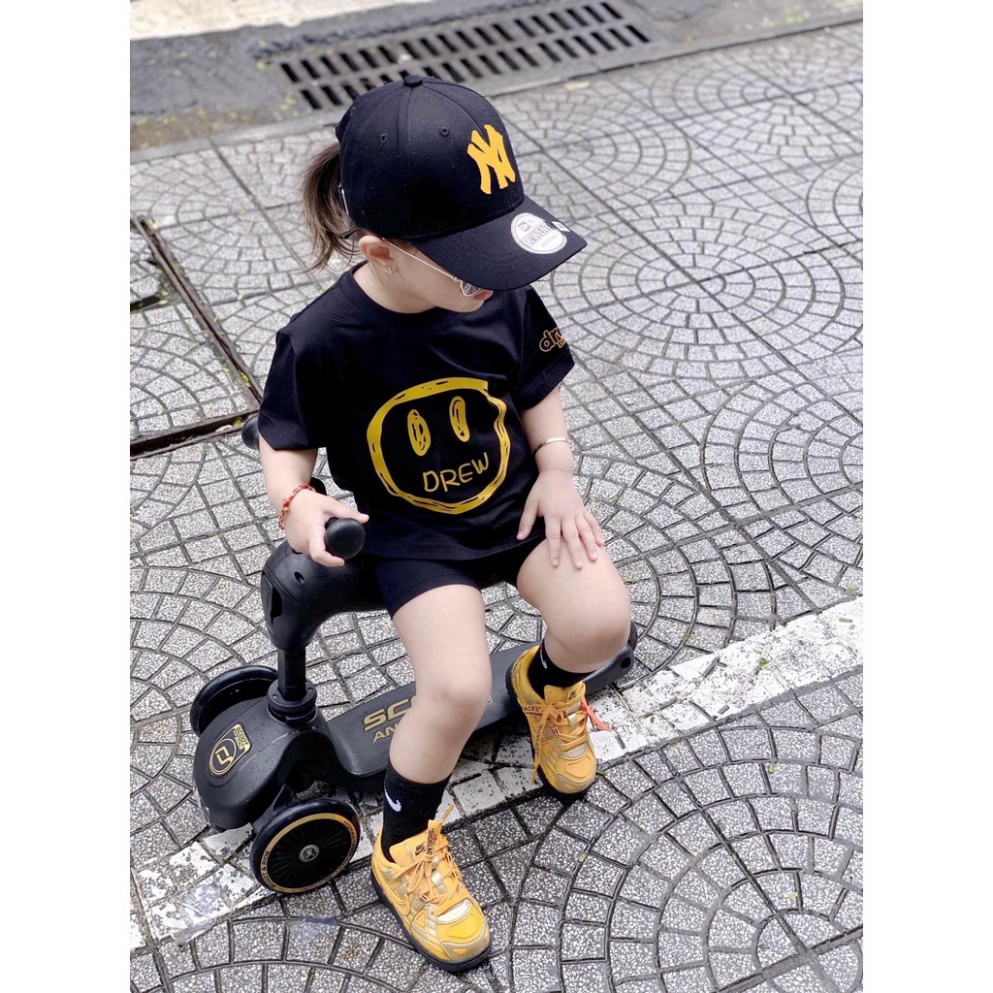 Áo phông mặt cười Drew viền cho bé  chất liệu cotton ,áo phông bé trai , bé gái cotton unisex , TP KIDS MSP 1245
