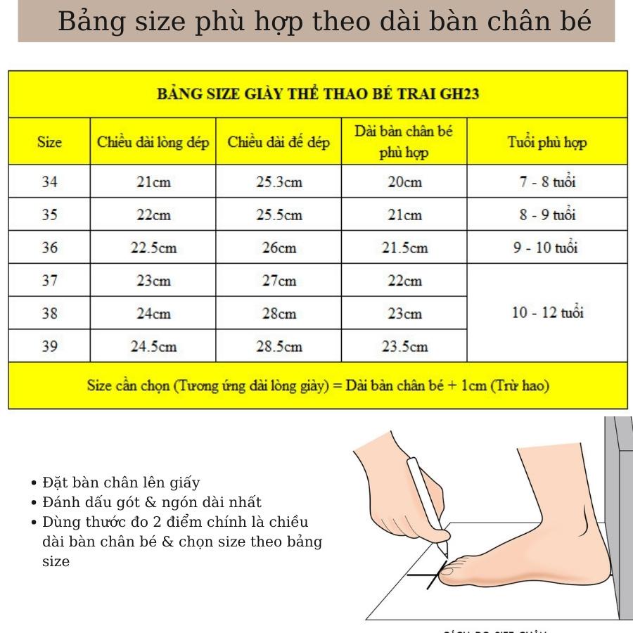 Giày thể thao bé trai siêu nhẹ kháng khuẩn cao cấp cho trẻ em học sinh 8 - 12 tuổi đi học chạy bộ VNXK Urban đen đỏ GH23