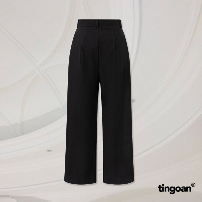 TINGOAN® - Quần cạp cao chiết ly eo dáng ống suông rộng đen THUNDERCLOUD PANTS/BL phiên bản mới nhất tháng 10.2023