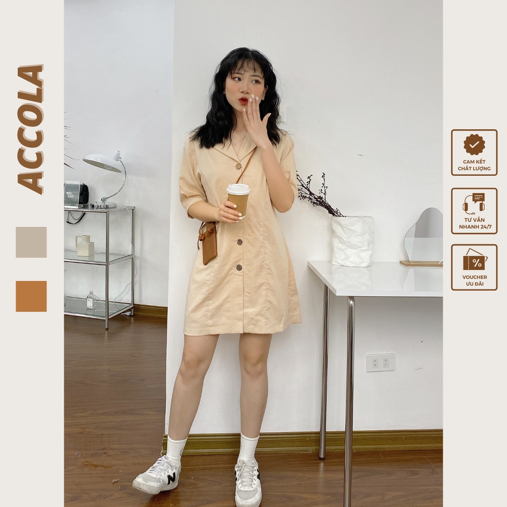 Đầm váy ngắn hàn quốc chất liệu linen by Accola Made 1202 | BigBuy360 - bigbuy360.vn