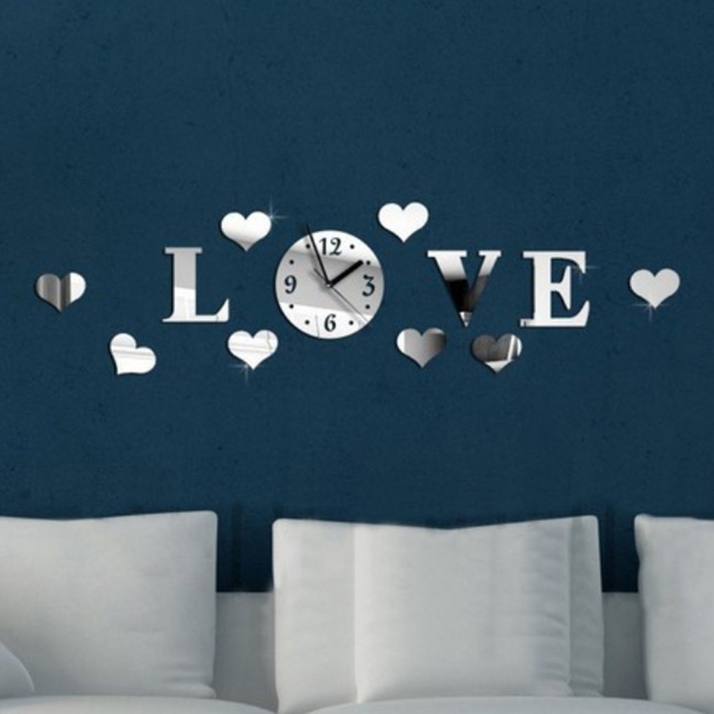 Set 100 Miếng Dán Tường Trang Trí Hình Trái Tim Đẹp Mắt