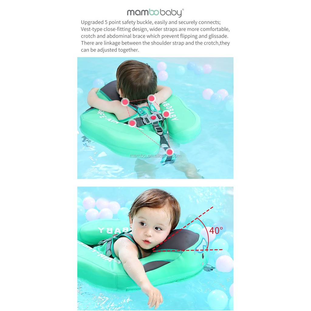 Phao bơi không bơm hơi cho bé từ 3-24 tháng phao chống lật cao cấp Mambobaby