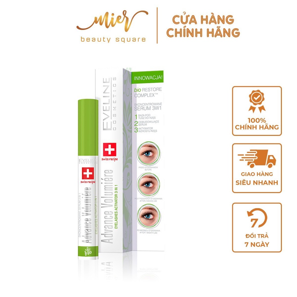 Tinh Chất Dưỡng Mi Dài Mi Ngăn Rụng 3 Trong 1 EVELINE Advance Volumiere 10ml