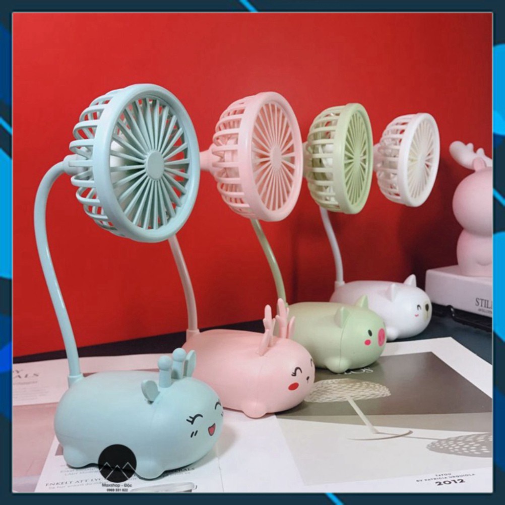 Quạt Mini Tích Điện Table Fan Hình Thú 3W Thời Gian Sử Dụng 2-3 Giờ