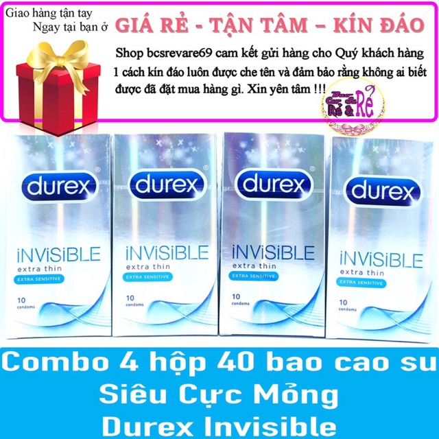 Combo 3 hộp Durex INVISIBLE SIÊU MỎNG + 1 chai gel Bôi Trơn Durex Play 50g