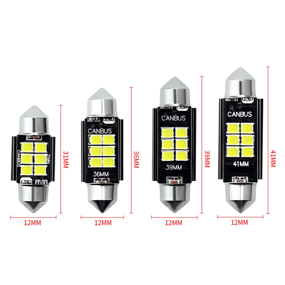 2X 31mm 36mm 39mm 41mm Festoon 3030 6SMD LED Bulb C5W C10W Canbus Error Free Auto Interior Doom Lamp Đèn biển số TRẮNG