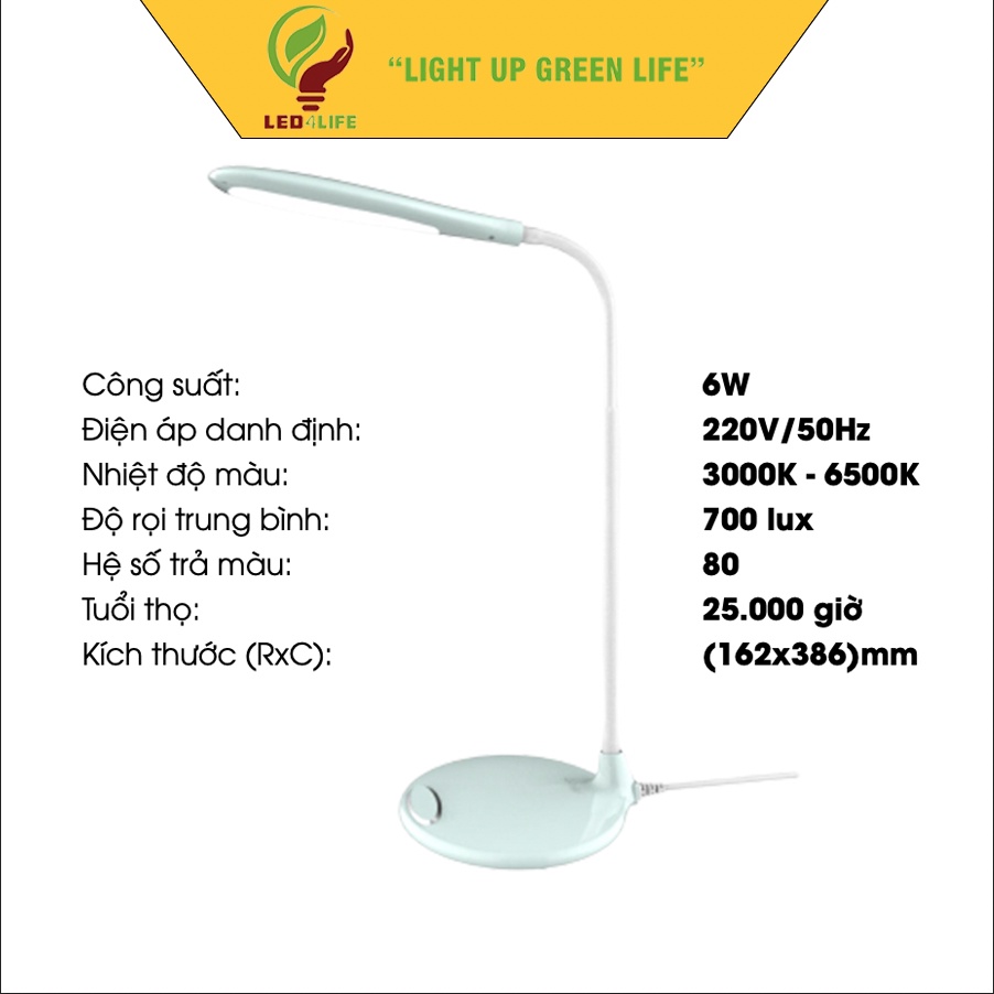 Đèn bàn bảo vệ thị lực LED Cảm ứng Chính hãng Rạng Đông RD-RL-21.LED