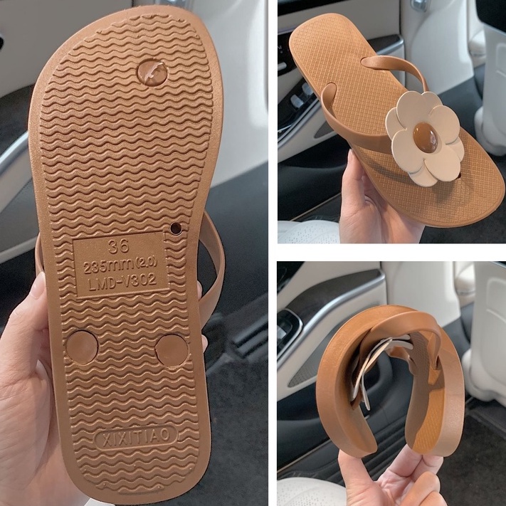 Dép Xỏ Ngón eva Chống Trượt Đính Hoa Dễ Thương Cho Nữ