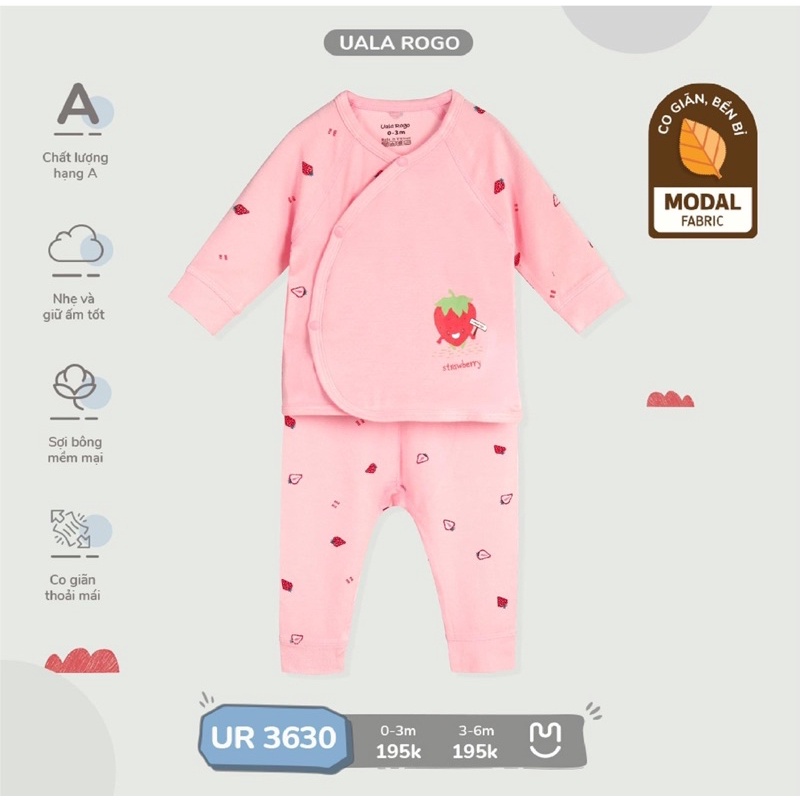 Bộ sơ sinh cài lệch vải Modal Ualarogo