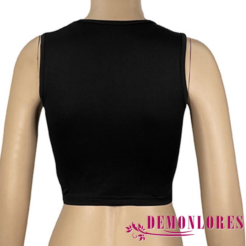 Áo croptop không tay màu đen phối dây rút thời trang mùa hè gợi cảm cho nữ