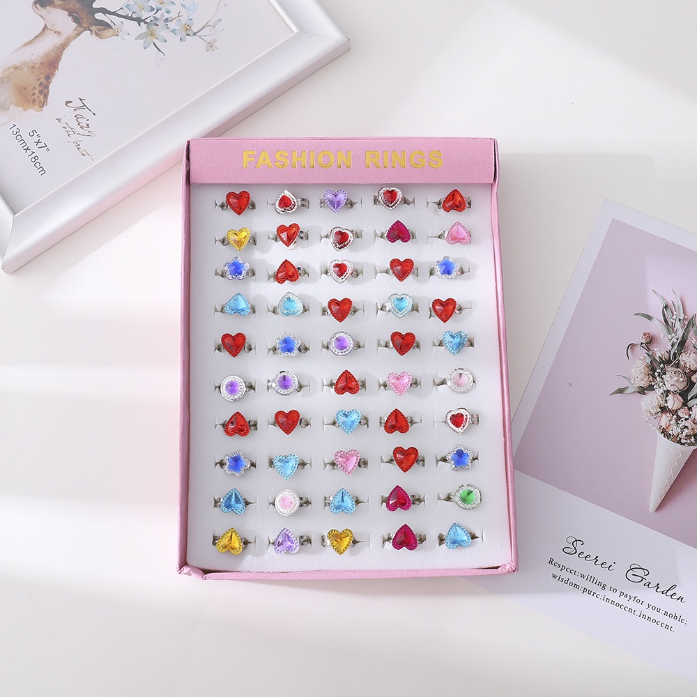 Bộ 50 Nhẫn Hoạt Hình Có Thể Điều Chỉnh Kích Cỡ Cho Bé Gái