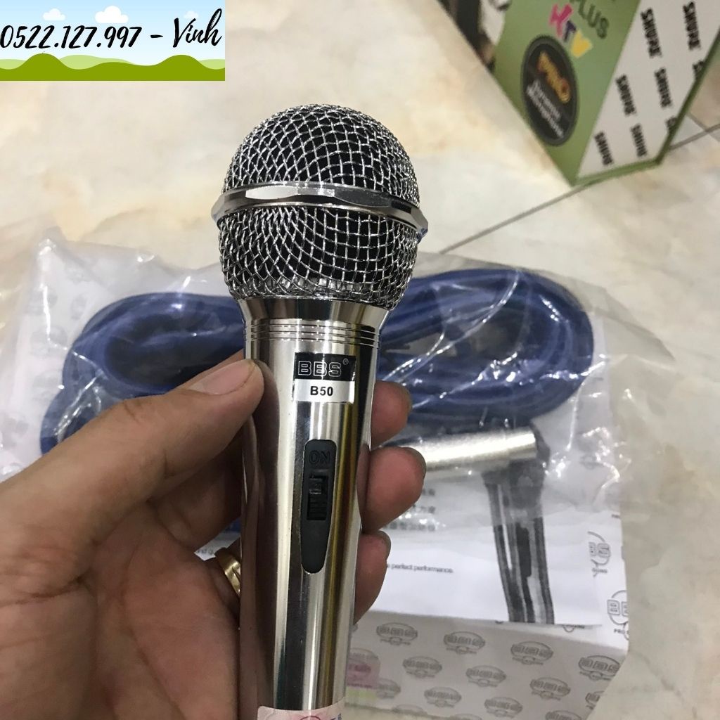 Micro Có Dây BBS B50 HOT 2022 Dây Dài 6 Mét - Tay INOX Không Gỉ Siêu Chắc Chắn -Hút Giọng Tốt - Gia Khang Shop
