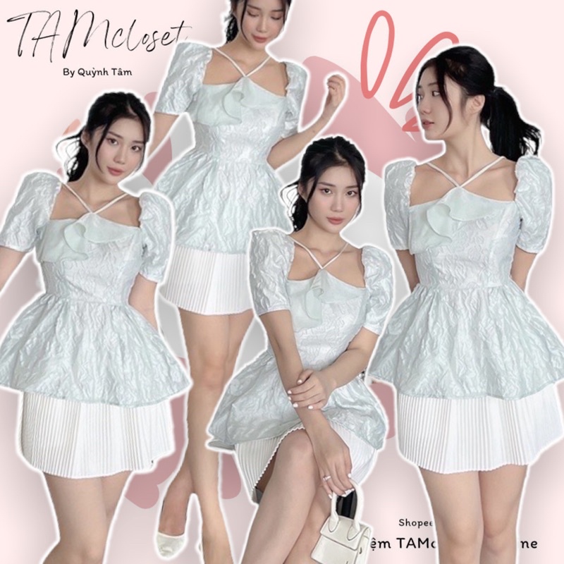 Áo yếm peplum thêu phối bèo - TK1080