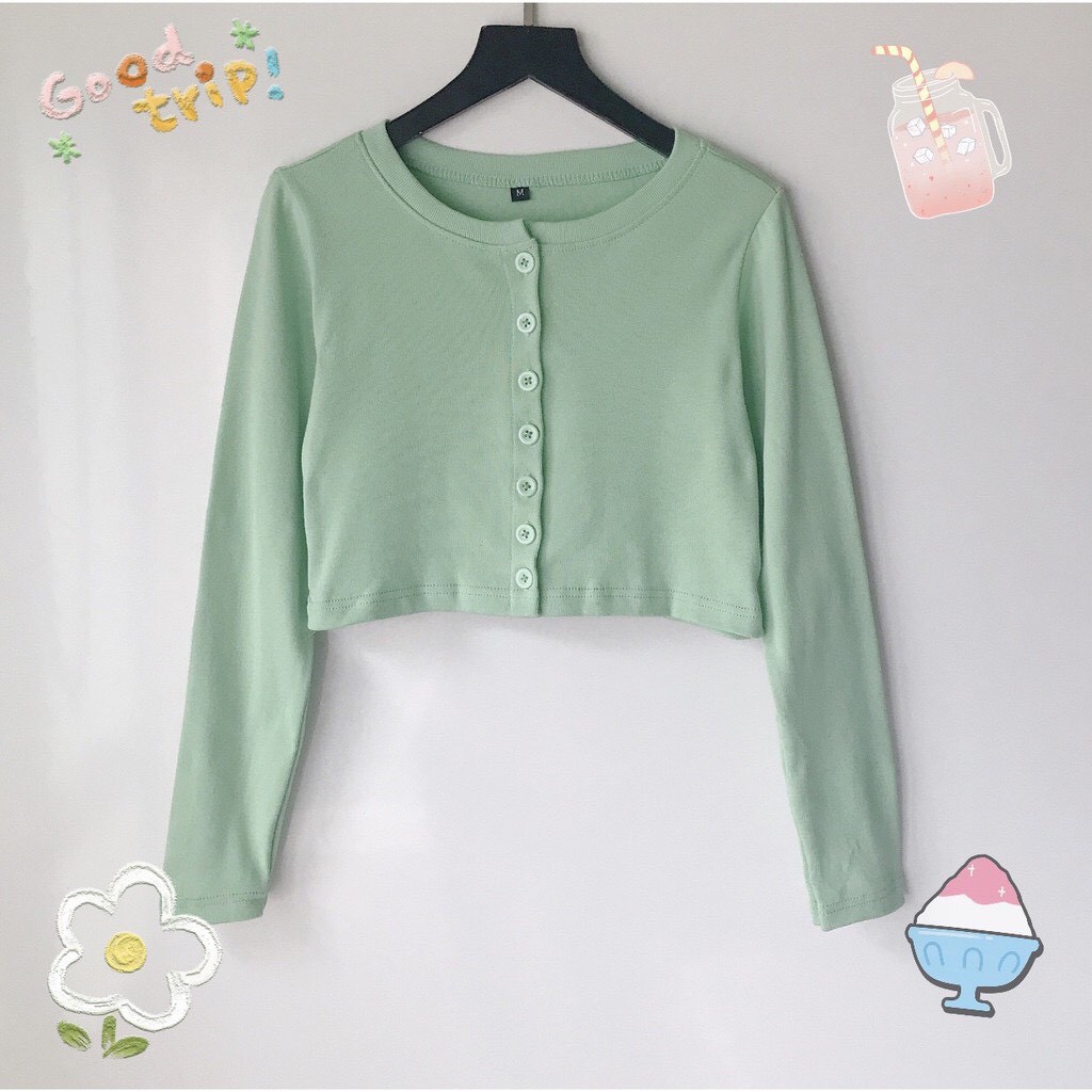 Áo Crop top YAN Tay Dài- body 7 nút Nữ maicuteshop