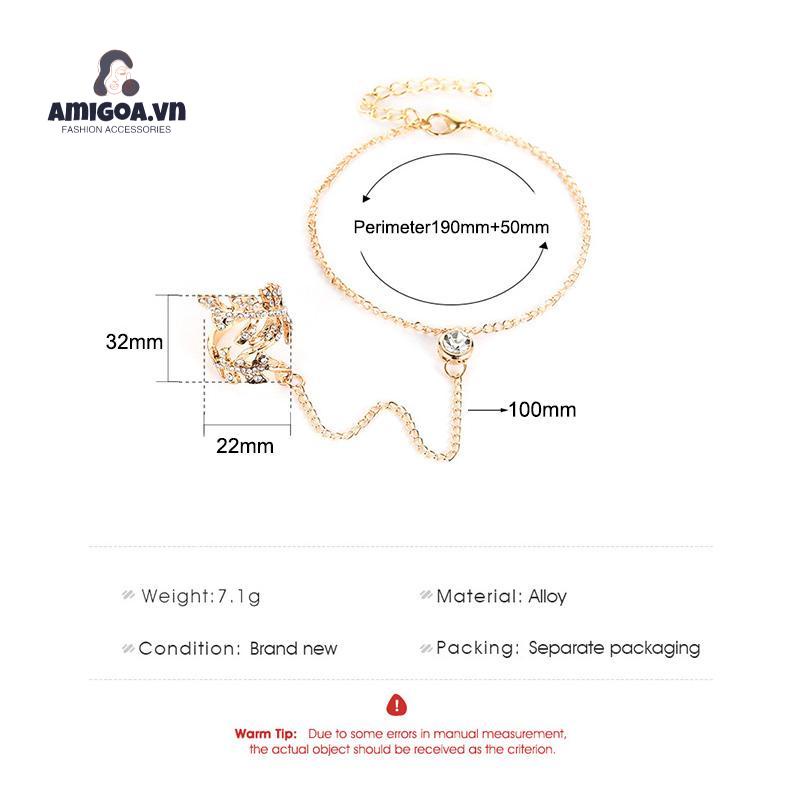 ✨✨Vòng Đeo Tay Nối Nhẫn Hình Chiếc Lá Đính Kim Cương Giả Thời Trang Cho Nữ
