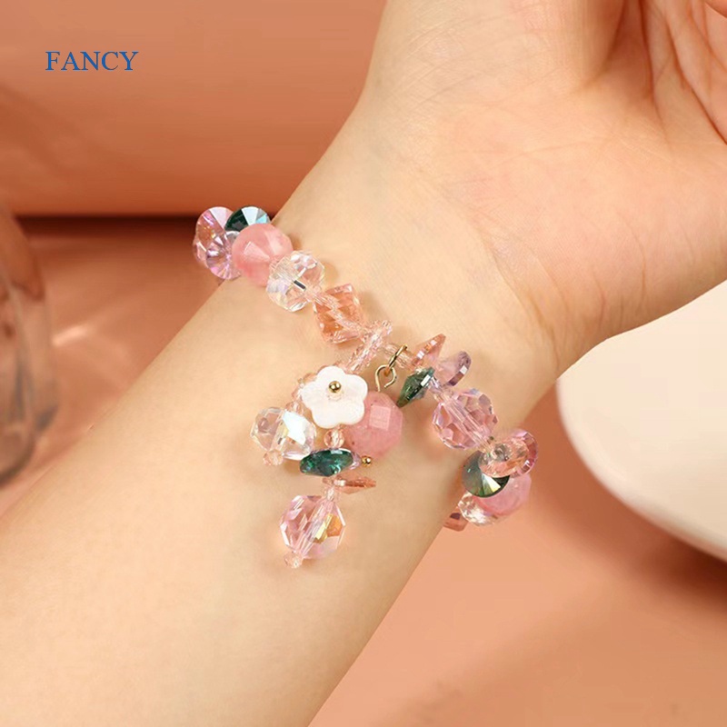 Vòng Tay Đính Đá Hồng Tự Nhiên Phong Cách Trung Hoa