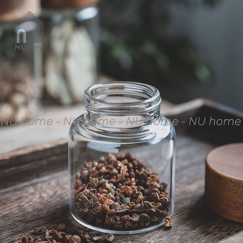 nuhome.vn | Hũ thuỷ tinh nắp gỗ - Gyro, lọ đựng gia vị, hạt, đồ khô được thiết kế đơn giản, đẹp mắt theo phong cách Nhật