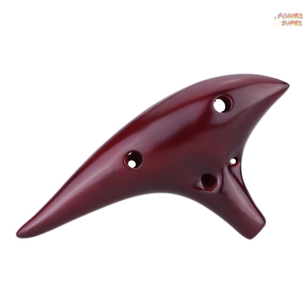 PSUPER 12 Holes Ceramic Ocarina Flute Alto C Smoked Burn Submarine Style Musical Instrument with Music Score for Music Lover and Beginner