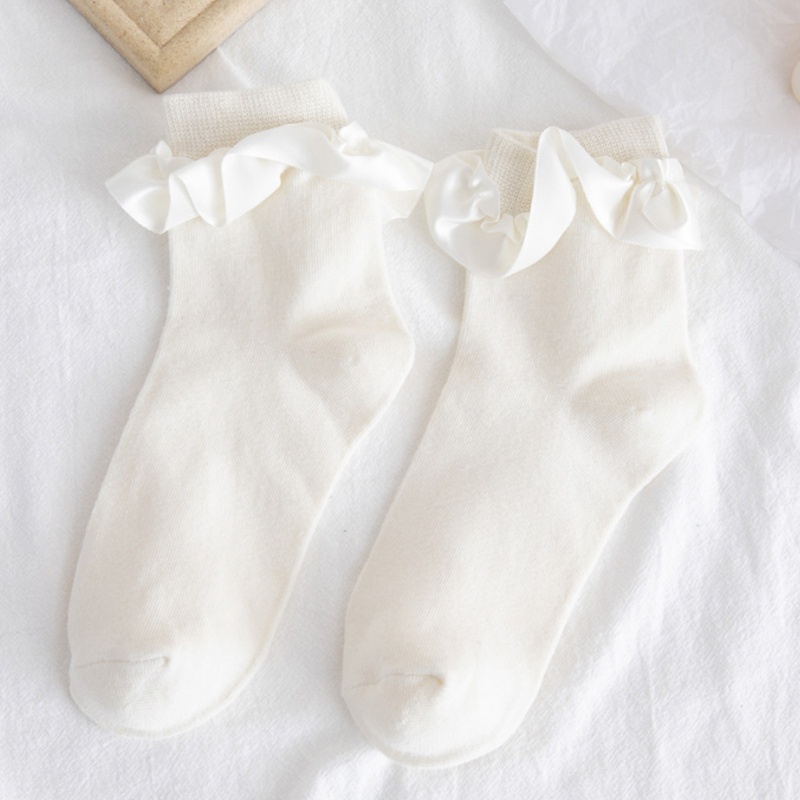 Vớ Cotton Cổ Cao Đến Mắt Cá Chân Phối Bèo Dễ Thương Phong Cách Harajuku Cho Nữ